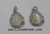 NGP2126 22*30mm agate gemstone pendants with crystal pave alloy settings