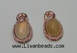 NGP2132 18*32mm agate gemstone pendants with crystal pave alloy settings