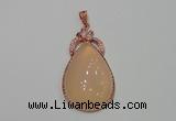 NGP2138 27*50mm agate gemstone pendants with crystal pave alloy settings