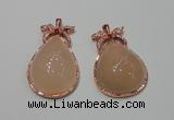 NGP2145 28*48mm agate gemstone pendants with crystal pave alloy settings