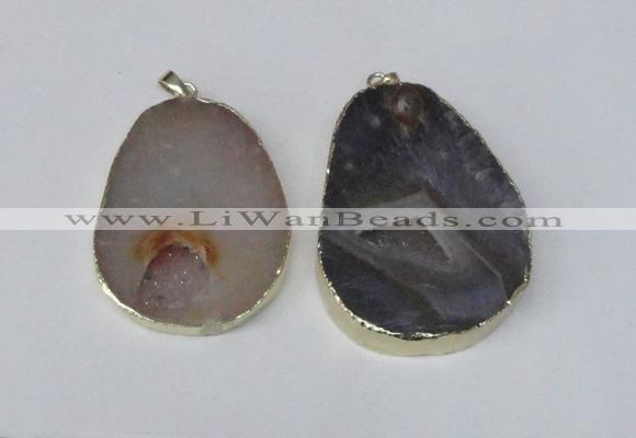 NGP2214 30*40mm - 40*45mm freeform druzy agate gemstone pendants