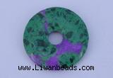 NGP223 5*30mm synthetic ruby zoisite & malachite gemstone donut pendant