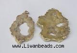 NGP2241 40*50mm - 45*55mm freeform plated druzy agate pendants