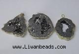 NGP2324 35*45mm - 45*55mm freeform plated druzy agate pendants