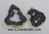 NGP2325 35*45mm - 45*55mm freeform plated druzy agate pendants