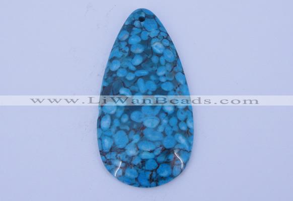 NGP233 30*60mm fashion dyed flower turquoise gemstone pendants