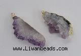 NGP2358 30*50mm - 30*65mm freeform druzy amethyst pendants