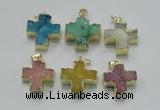 NGP2403 25*26mm - 27*28mm cross druzy agate pendants wholesale