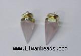 NGP2405 18*35mm - 20*40mm cone rose quartz pendants wholesale