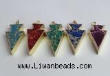 NGP2453 18*38mm - 22*45mm arrowhead sea sediment jasper pendants