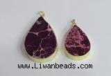 NGP2455 20*30mm - 30*35mm flat teardrop sea sediment jasper pendants