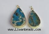 NGP2457 20*30mm - 30*35mm flat teardrop sea sediment jasper pendants