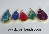 NGP2460 20*30mm - 30*35mm flat teardrop sea sediment jasper pendants