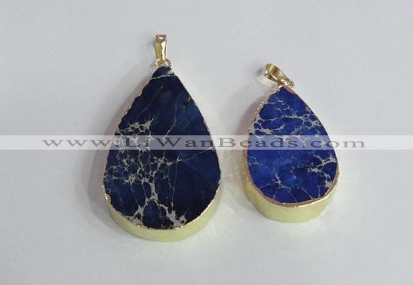 NGP2466 30*40mm - 40*50mm flat teardrop sea sediment jasper pendants