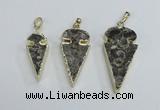 NGP2485 15*30mm - 22*40mm arrowhead ammonite gemstone pendants