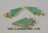 NGP2522 15*32mm - 22*55mm arrowhead Russian amazonite pendants