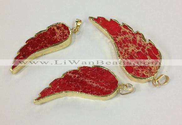 NGP2526 18*40mm - 22*55mm wing-shaped sea sediment jasper pendants