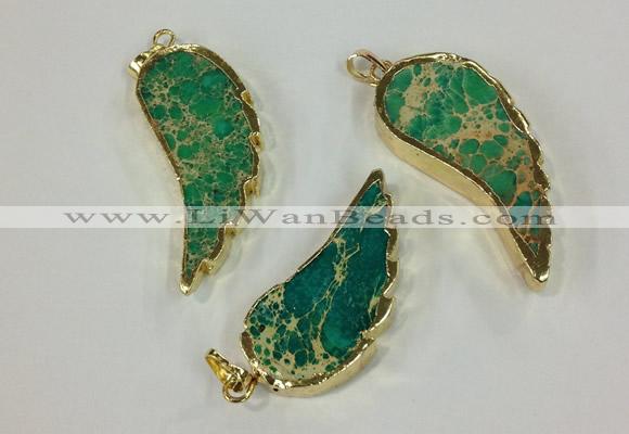 NGP2528 18*40mm - 22*55mm wing-shaped sea sediment jasper pendants