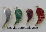 NGP2530 18*40mm - 22*55mm wing-shaped sea sediment jasper pendants