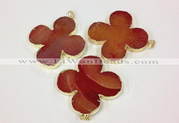 NGP2542 53*53mm - 56*56mm flower agate gemstone pendants