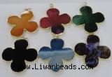 NGP2546 53*53mm - 56*56mm flower agate gemstone pendants