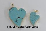 NGP2595 25*35mm - 35*45mm heart turquoise pendants wholesale