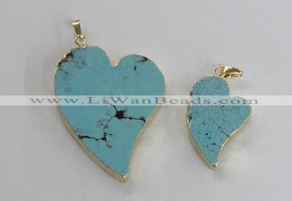 NGP2595 25*35mm - 35*45mm heart turquoise pendants wholesale