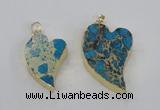 NGP2599 25*35mm - 35*45mm heart sea sediment jasper pendants