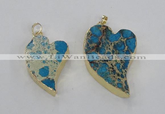 NGP2599 25*35mm - 35*45mm heart sea sediment jasper pendants