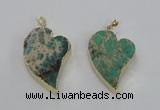 NGP2600 25*35mm - 35*45mm heart sea sediment jasper pendants