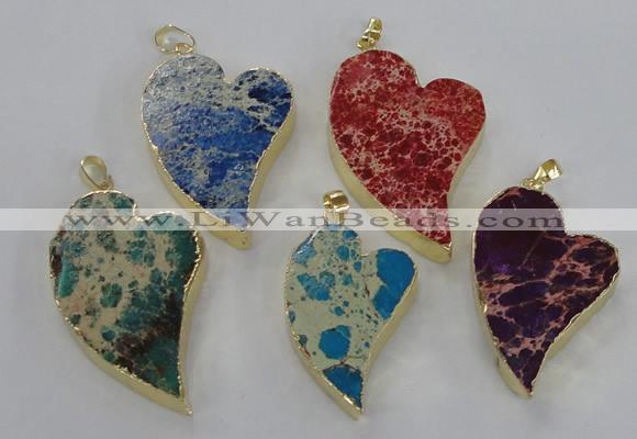 NGP2602 25*35mm - 35*45mm heart sea sediment jasper pendants