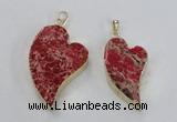 NGP2607 40*50mm - 50*70mm heart sea sediment jasper pendants