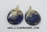 NGP2623 40*50mm oval lapis lazuli gemstone pendants wholesale