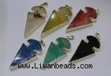 NGP2652 25*48mm - 28*54mm arrowhead agate pendants wholesale