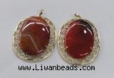 NGP2757 50*60mm oval agate gemstone pendants wholesale