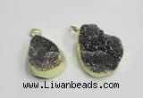 NGP2770 25*30mm - 30*40mm freeform plated druzy agate pendants