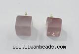 NGP2781 10*12mm - 12*14mm cube rose quartz gemstone pendants