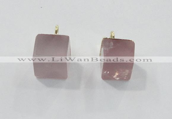 NGP2781 10*12mm - 12*14mm cube rose quartz gemstone pendants