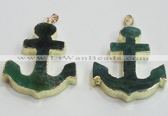 NGP2788 40*50mm anchor agate gemstone pendants wholesale