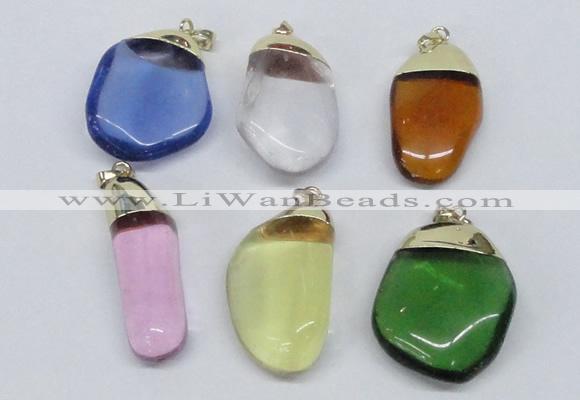 NGP2800 15*30mm - 25*35mm freeform crystal glass pendants wholesale