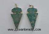 NGP2822 25*50mm - 27*55mm arrowhead sea sediment jasper pendants