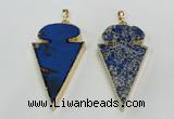 NGP2823 25*50mm - 27*55mm arrowhead sea sediment jasper pendants