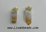 NGP2839 8*25mm - 12*40mm sticks druzy citrine gemstone pendants