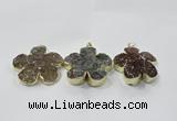 NGP2852 42*45mm - 50*52mm flower agate gemstone pendants