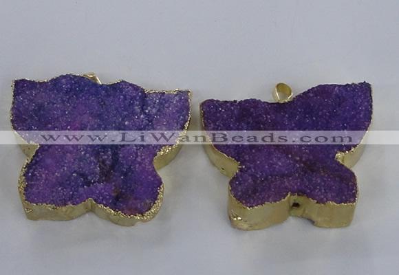 NGP2872 40*50mm - 45*55mm butterfly druzy agate pendants wholesale