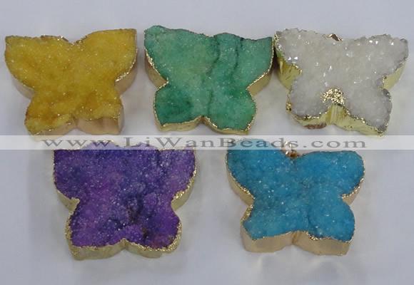 NGP2877 40*50mm - 45*55mm butterfly druzy agate pendants wholesale