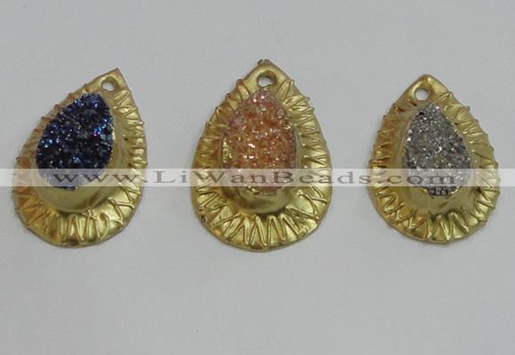 NGP2886 22*35mm - 25*35mm freeform druzy agate pendants wholesale