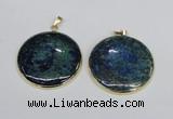 NGP2930 40*42mm flat round chrysocolla gemstone pendants