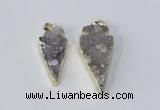 NGP2954 15*35mm - 20*45mm arrowhead druzy agate pendants wholesale