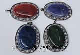 NGP2974 50*60mm oval agate gemstone pendants wholesale